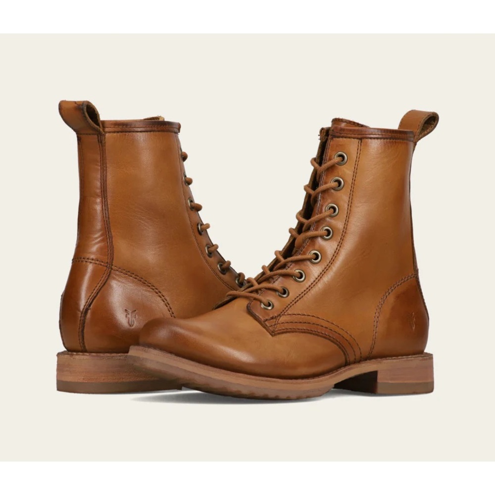 Frye Tan Caramel Leather Veronica Flex Combat Boots size 5.5